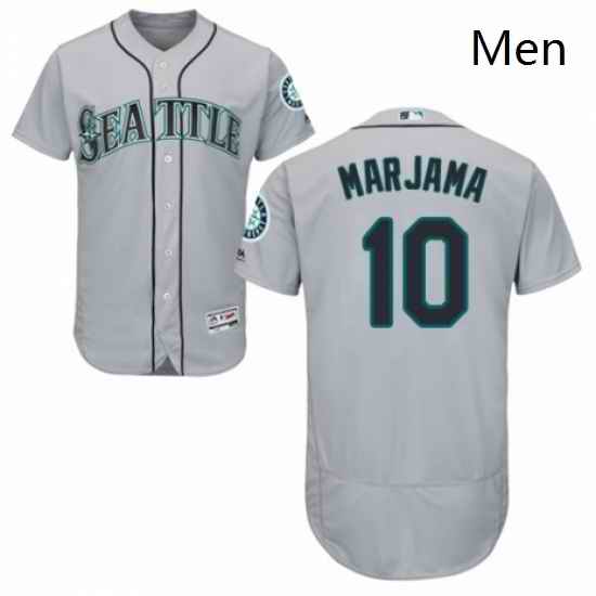 Mens Majestic Seattle Mariners 10 Mike Marjama Grey Road Flex Base Authentic Collection MLB Jersey